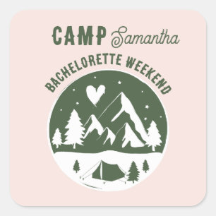 Sticker Carré Enterrement de vie de jeune fille Camping Bach Wee