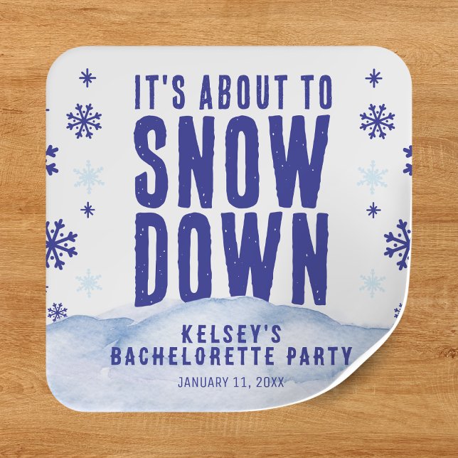 Sticker Carré Enterrement de vie de jeune fille flocon de neige  (Winter Skiing Snow Snowflake Bachelorette Party Square Sticker
)