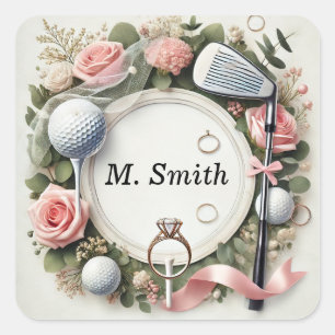 Sticker Carré Enterrement de vie de jeune fille Golf avec balle