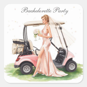 Sticker Carré Enterrement de vie de jeune fille golf sur terrain