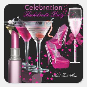 Sticker Carré Enterrement de vie de jeune fille Lipstick Rose Ch