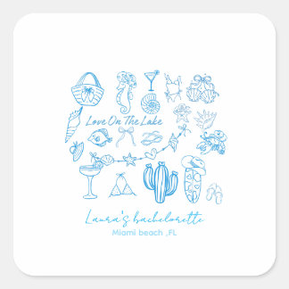 Sticker Carré enterrement de vie de jeune fille personnalisé pla