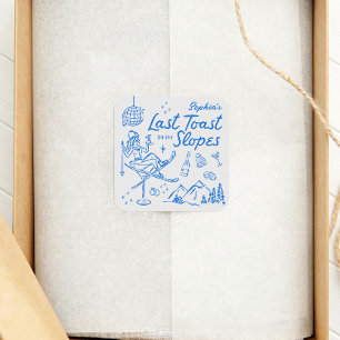 Sticker Carré Enterrement de Vie de Jeune Fille Ski Dernière Boi