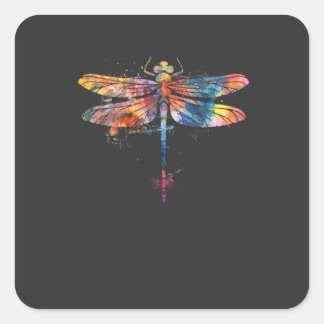 Sticker Carré Entomology Insects Dragonfly