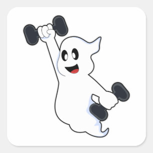 Sticker Carré Entraînement Ghost at Strength avec Dumbbells