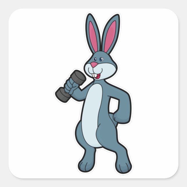 Sticker Carré Entraînement Rabbit at Strength avec Dumbbell (Devant)
