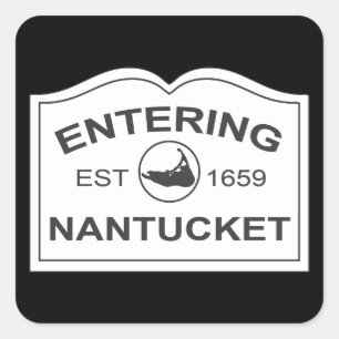 Sticker Carré Entrée Nantucket Est. 1659 Connexion Noir & Blanc