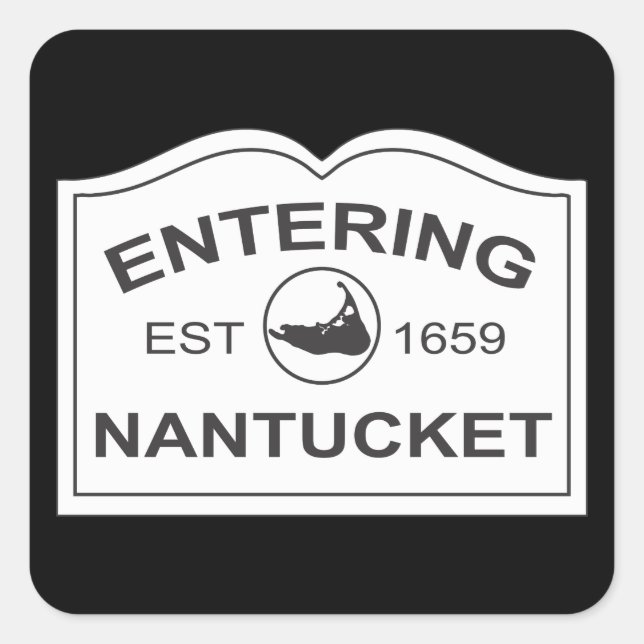 Sticker Carré Entrée Nantucket Est. 1659 Connexion Noir & Blanc (Devant)