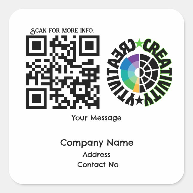 Sticker Carré Entreprise cadeau QRcode avec personnalisation BG (Devant)