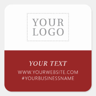 Sticker Carré Entreprise Logo Rouge Merci Emballage Personnalisé