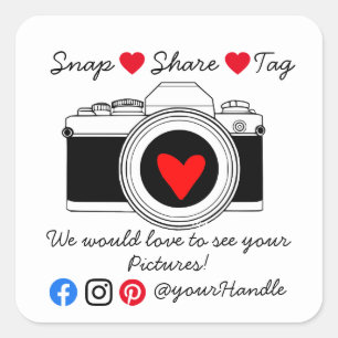 Sticker Carré Entreprise snap partager tag merci médias sociaux