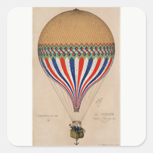 STICKER CARRÉ ENVELOPE SEAL : BALLON D'AIR CHAUD VINTAGE FRANÇAI