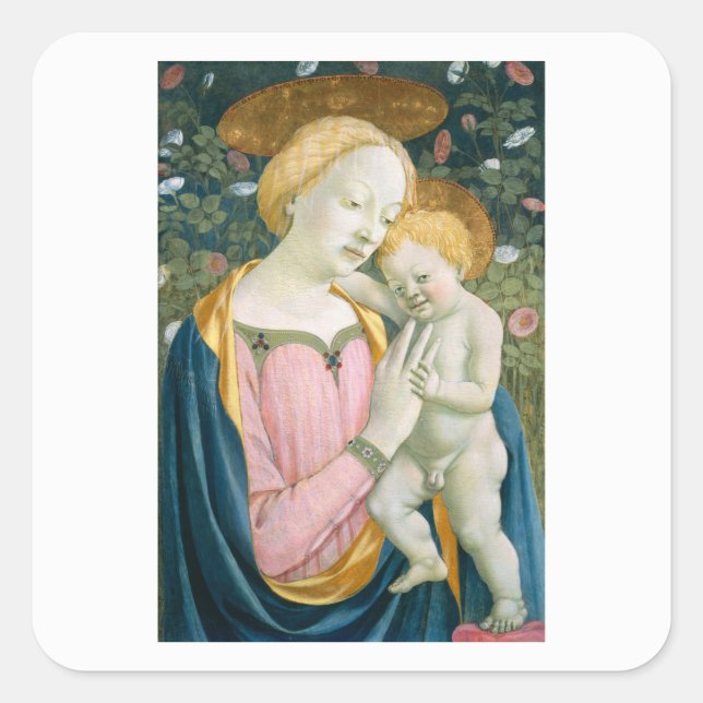 STICKER CARRÉ ENVELOPE SEAL : MADONNA & ENFANT : VENEZIANO : 146 (Devant)