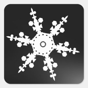 Sticker Carré enveloppe de flocon de neige noir