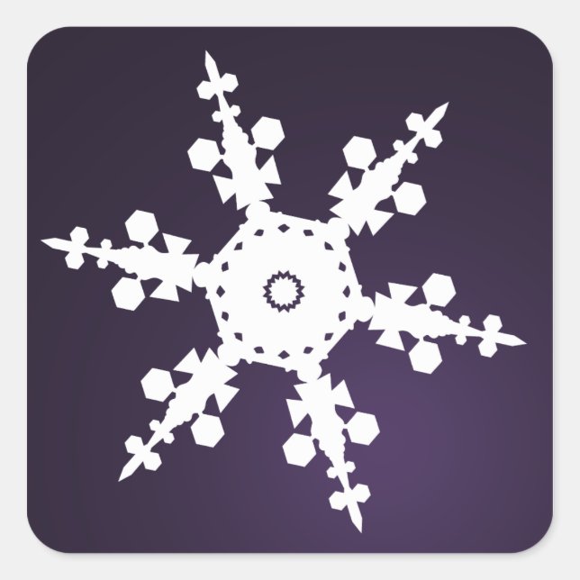 Sticker Carré enveloppe de flocons de neige violet (Devant)