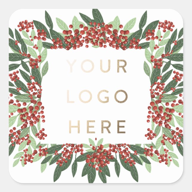 Sticker Carré Enveloppe de logo sur mesure pour Noël d'entrepris (Devant)