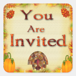 Sticker Carré Enveloppe d'invitation Thanksgiving