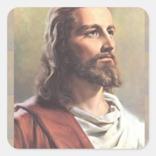 Sticker Carré Enveloppe fixe Jésus Christ réfléchi