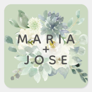 Sticker Carré Enveloppe Mariage de verdure Succulente