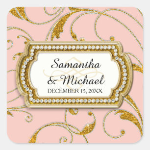 Sticker Carré Enveloppe Seal Glam Old Hollywood Regency Cravate 