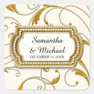 Sticker Carré Enveloppe Seal Glam Old Hollywood Regency Cravate 