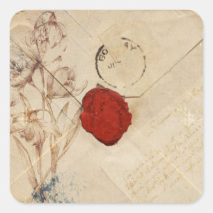 Sticker Carré Enveloppe vieillissante Shabby Embellisment du blo