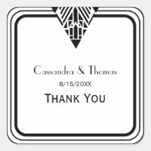 Enveloppe vintage Art Déco noir blanc encadré 1 SQ