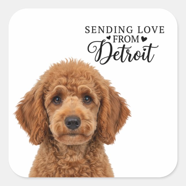 Sticker Carré Envoi d'amour depuis Détroit (Devant)