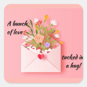 Sticker Carré Envoyez un peu d'amour et un câlin ! carré autocol