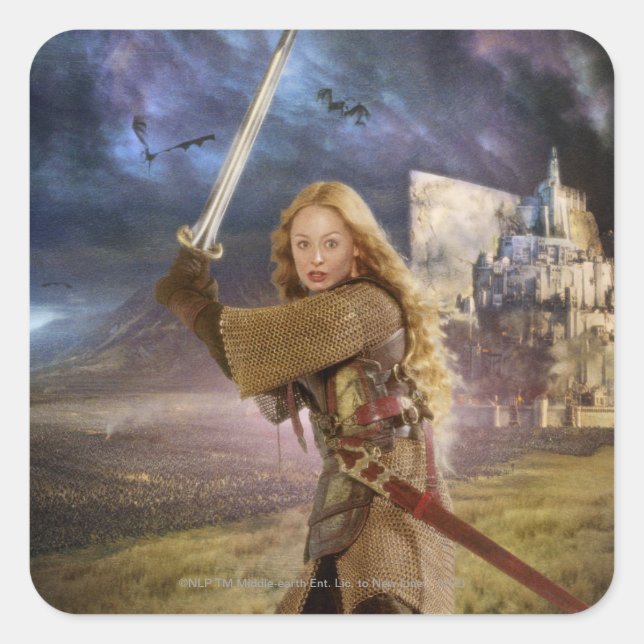 Sticker Carré Eowyn lève l'épée (Devant)
