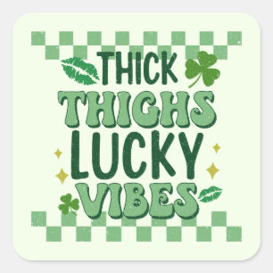 Sticker Carré Épais cuisses Lucky Vibes St. Patrick's Day