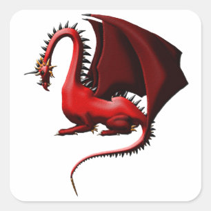 Sticker Carré Épine, le dragon rouge