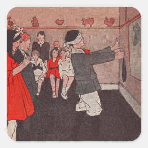 Sticker Carré Épingler la queue Âne Vintage Enfants