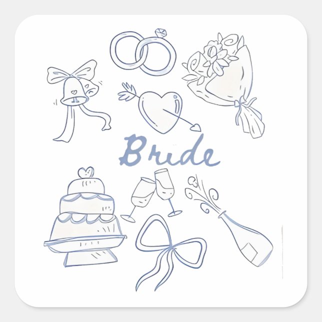 Sticker Carré Épouse Fiançailles Mariage Couples Épouse épouse (Devant)