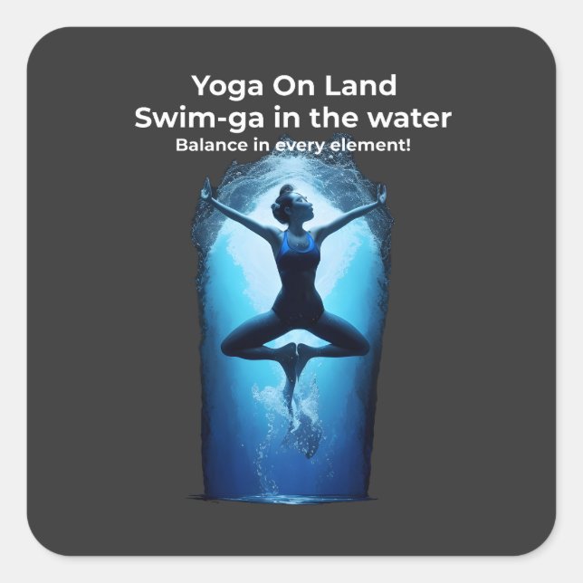 Sticker Carré Équilibre élémentaire - Yoga Swimmer (Devant)