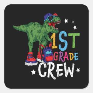 Sticker Carré Équipage de 1re année Dinosaure Cadeau pour enfant