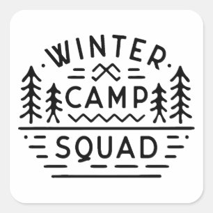 Sticker Carré Équipage du camp d'hiver correspondant