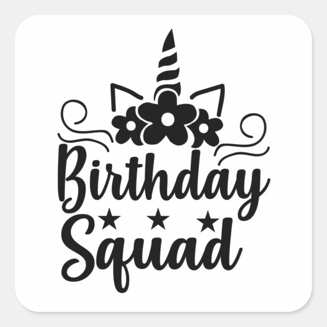 Sticker Carré Équipe d'anniversaire (Devant)