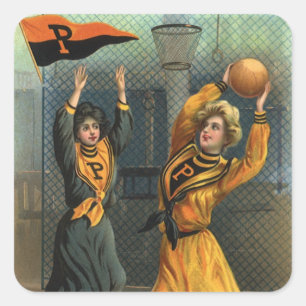 Sticker Carré Équipe de basket-ball féminin à Sports Vintage