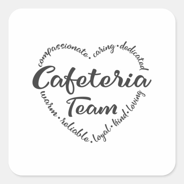 Sticker Carré Equipe de déjeuner, Cafétéria, employée de déjeune (Devant)