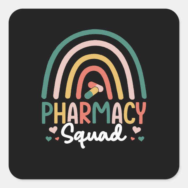 Sticker Carré Équipe de la pharmacie Arc-en-ciel (Devant)