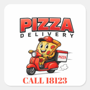 Sticker Carré 🍕 Équipe de livraison de la boutique de pizza Uni