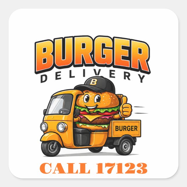 Sticker Carré 🍔 Équipe de livraison du personnel du restaurant  (Devant)
