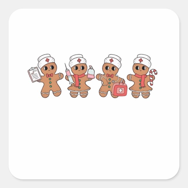 Sticker Carré Équipe de Noël Père Noël Gingerpain d'épice (Devant)