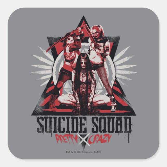 Sticker Carré Équipe de suicide | Jolies filles d'escouade folle (Devant)