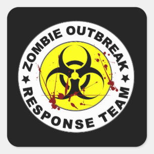 Sticker Carré Équipe d'intervention en cas d'éclosion de zombie.