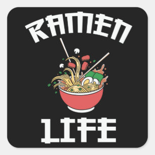 Sticker Carré Équipe du Ramen Club Ramen Life Lovely Design