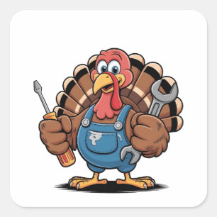Sticker Carré Équipe Mécanique Turquie Gobbler d'action de grâce