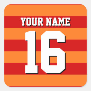 Sticker Carré Équipe rouge citrouille Orange Jersey Preppy Strip