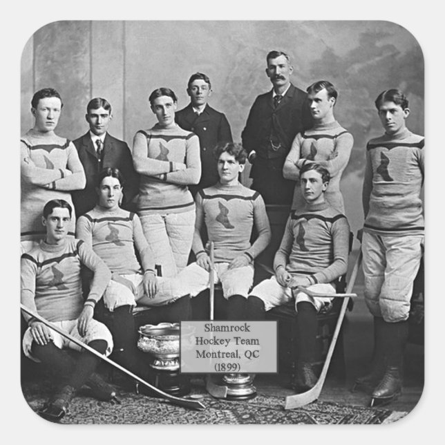 Sticker Carré Équipe shamrock de hockey, Montréal, QC 1899, (Devant)